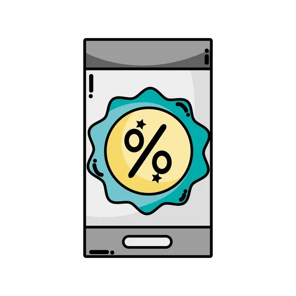 Smartphone technology with digital percent label — Stock Vector