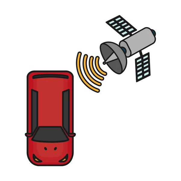 Transporte automóvel com conexão Wi-Fi via satélite — Vetor de Stock