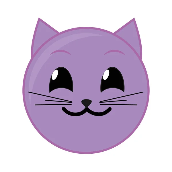 Fioletowy kot szczęśliwy twarz wyrażenie emoji — Wektor stockowy