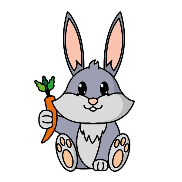 De wild dier schattig konijn met wortel in de hand — Stockvector