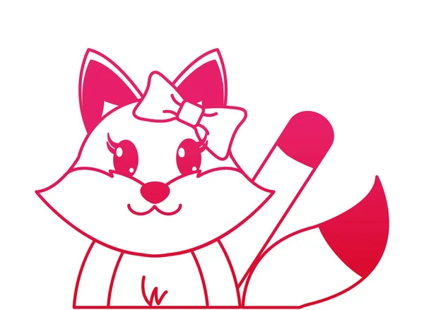 Fucsia rozkošný ženské fox zvíře s rukou vyrovnejte — Stockový vektor