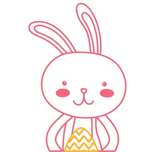Línea de neón conejo animal con celebración de Pascua de huevo — Vector de stock