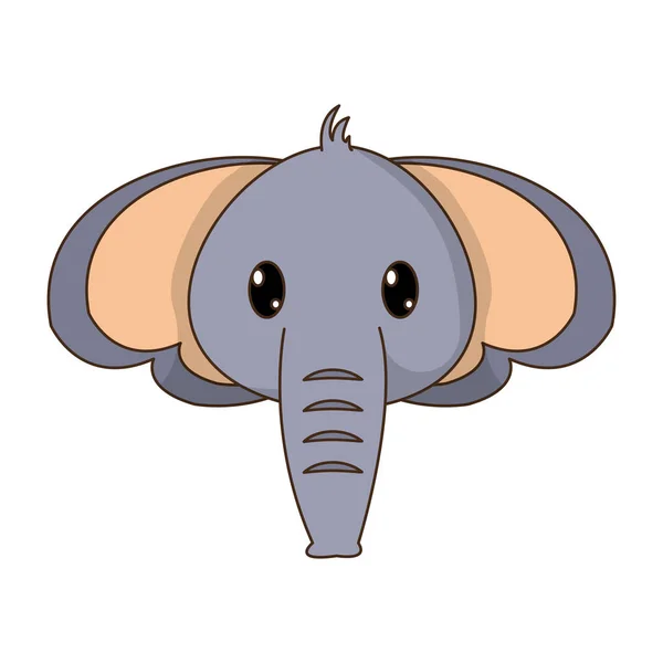 Elefante cabeza lindo animal carácter — Vector de stock