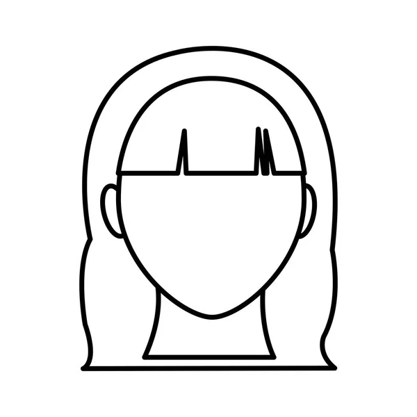 Ligne utilisateur femme tête avec coiffure et sans visage — Image vectorielle