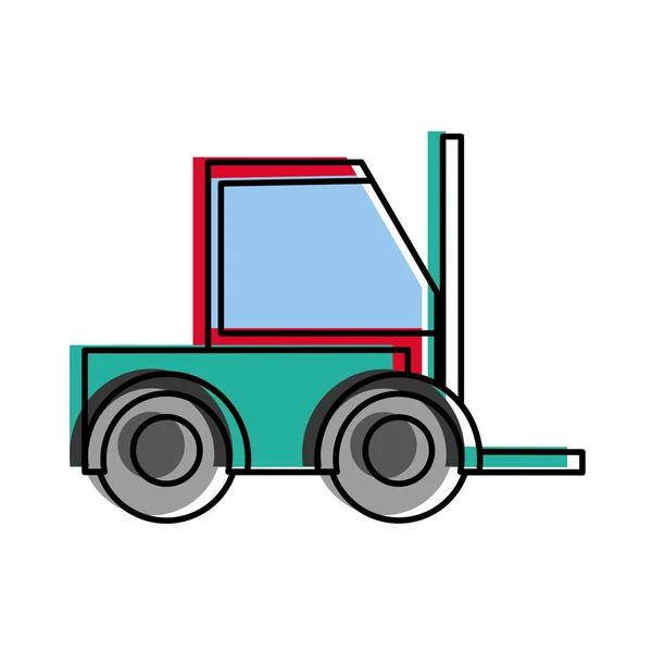 Moved color forklift machine vehicule to industry transportation — Stock Vector