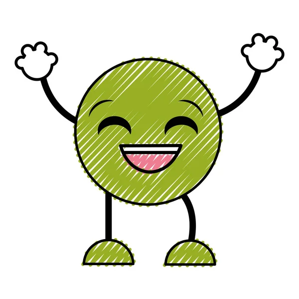 Gribouille rire expression emoji avec bras et jambes — Image vectorielle