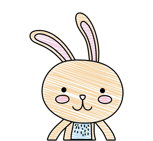 Geriebenes glückliches Kaninchen mit Gesichtsausdruck — Stockvektor