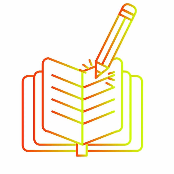 Könyv Ceruza Oktatási Irodalom Olvasási Téma Elkülönített Design Vektor Illusztráció — Stock Vector