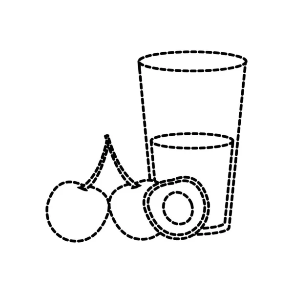 桜とジュース フルーツ健康 有機食品テーマ分離デザイン ベクトル イラスト — ストックベクタ