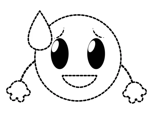 Forme pointillée honte rire emoji expression du visage avec les bras — Image vectorielle
