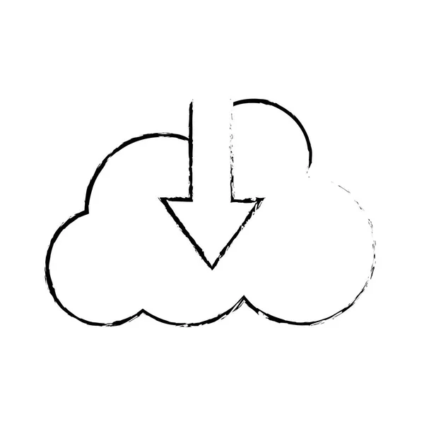 Grunge σύννεφο σύνδεσης δεδομένων λήψη διακομιστή — Διανυσματικό Αρχείο