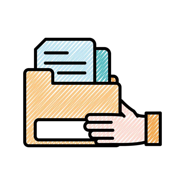 Strouhaný muž ruku s souboru složky dokumentů — Stockový vektor