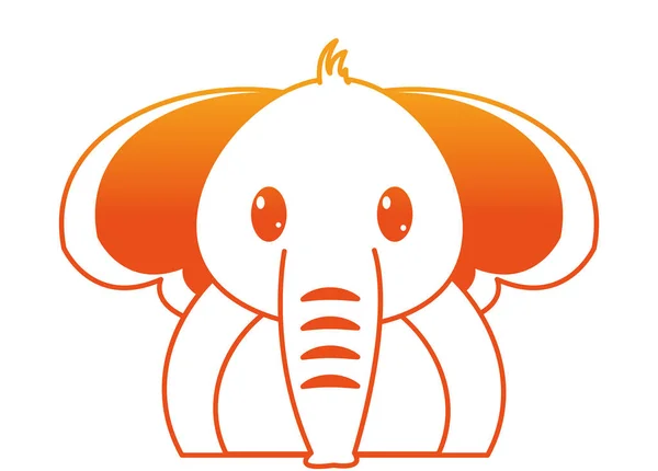 Ligne orange adorable éléphant personnage animal mignon — Image vectorielle