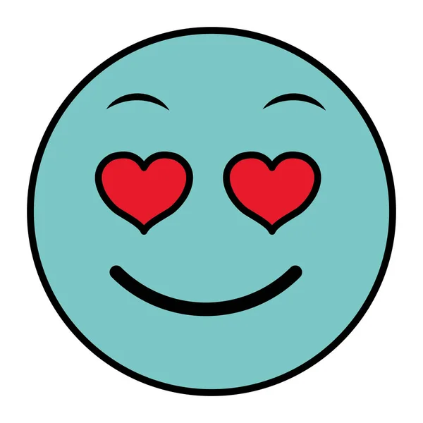 Χρώμα γραμμής ερωτευμένος έκφραση προσώπου χειρονομία emoji — Διανυσματικό Αρχείο