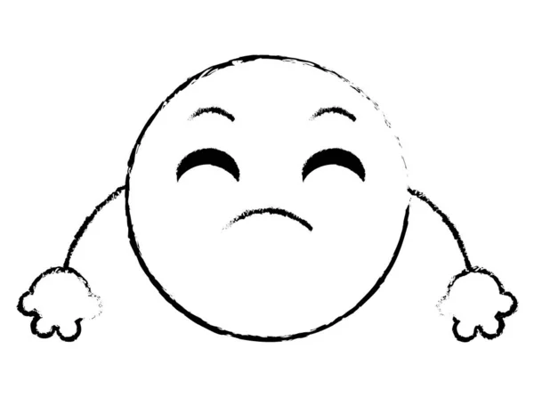 Grunge deludere emoji faccia espressione con le braccia — Vettoriale Stock