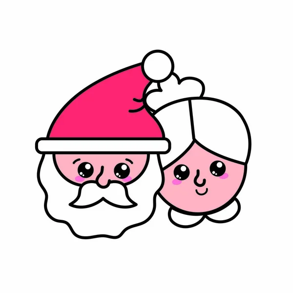Santa Och Fru Merry Christmas Och Säsongen Tema Isolerade Design — Stock vektor
