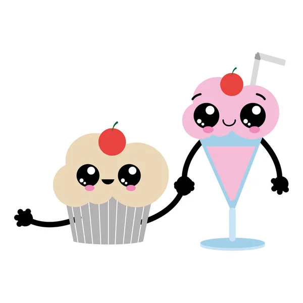 Cupcake Και Milkshake Επιδόρπιο Γλυκό Και Αρτοποιείο Θέμα Απομονωμένη Σχεδιασμό — Διανυσματικό Αρχείο