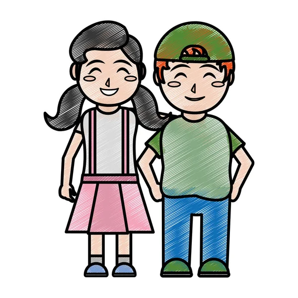 Chica y niño diseño de dibujos animados — Vector de stock