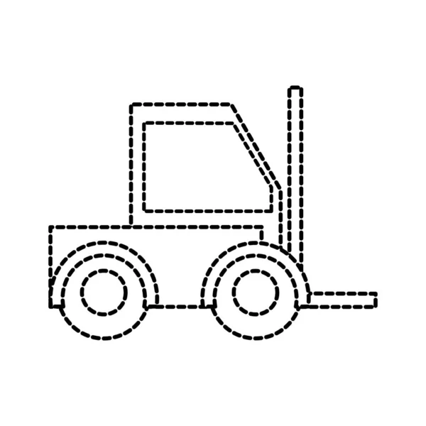 산업 운송 점선된 모양 포크 리프트 기계 vehicule — 스톡 벡터