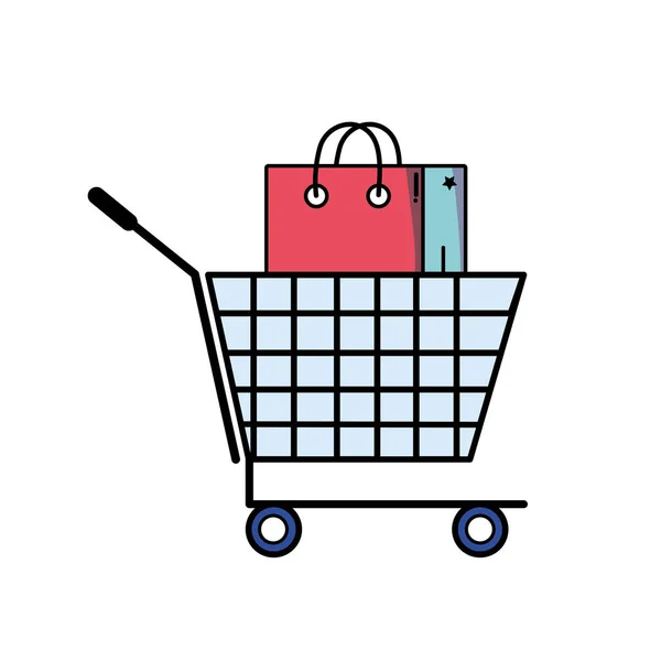 购物车销售与市场袋 — 图库矢量图片