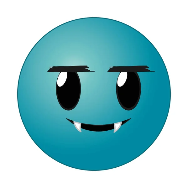 Expresión emoji gesto cara vampiro azul — Vector de stock