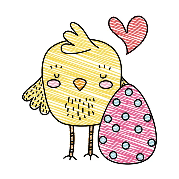 Riven chick med ägg dekoration påsklov — Stock vektor