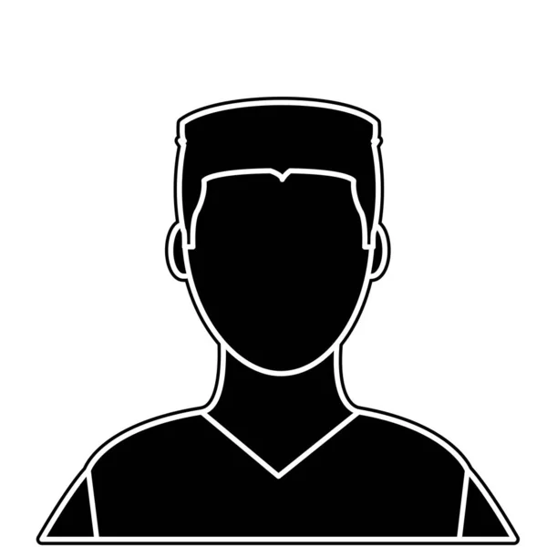 Силует аватар чоловік з сорочкою і типовим обличчям — стоковий вектор