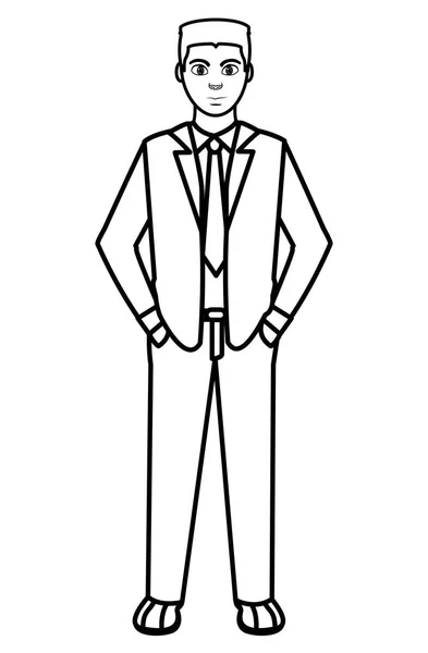 Linha homem com roupas elegantes e estilo de gravata —  Vetores de Stock