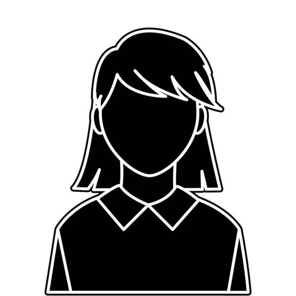 Sylwetka avatar kobieta z twarzy i elegancka bluzka — Wektor stockowy