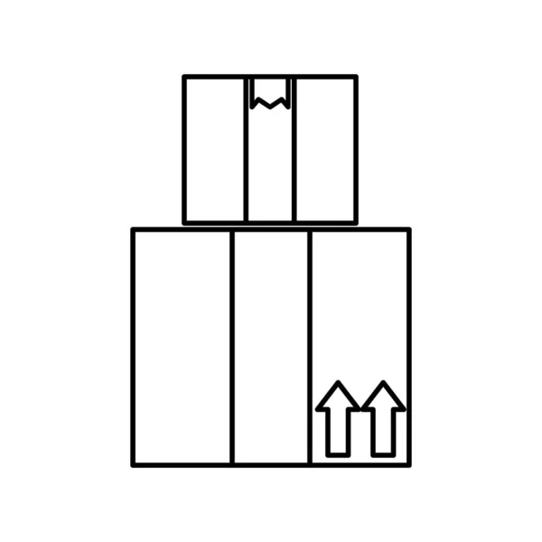 Línea entrega cerrar cajas paquete servicio — Vector de stock