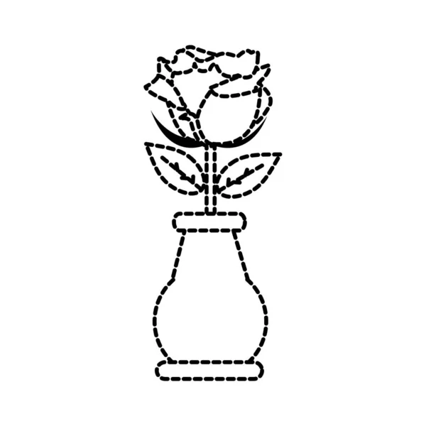 Gepunktete Rosenblätter mit Blättern im Kristallglas — Stockvektor