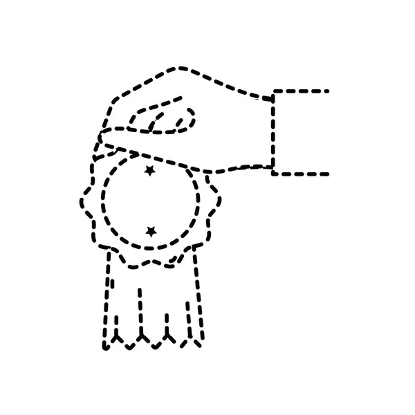 Пунктирная рука формы с продажей торговой этикетки — стоковый вектор