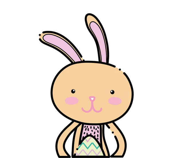 Farbe Kaninchen Tier mit Ei Osterfest — Stockvektor