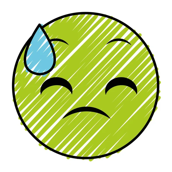 Doodle sweating face gesture emoji expression — Stock Vector