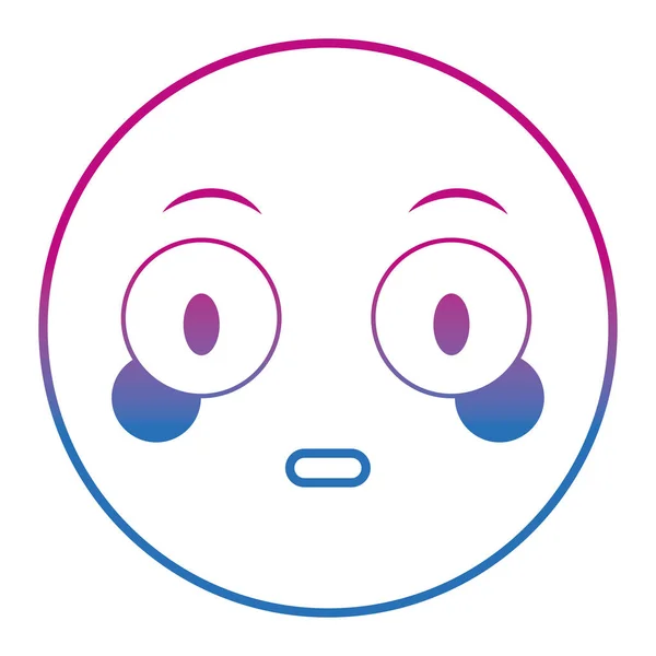 Linha degradada surpreendido rosto gesto emoji expressão — Vetor de Stock