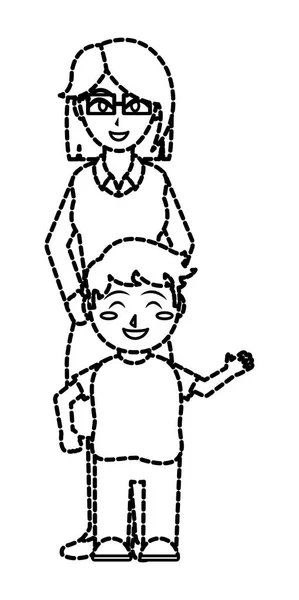 Σχεδίαση κινουμένων σχεδίων αγόρι και τη μητέρα — Διανυσματικό Αρχείο