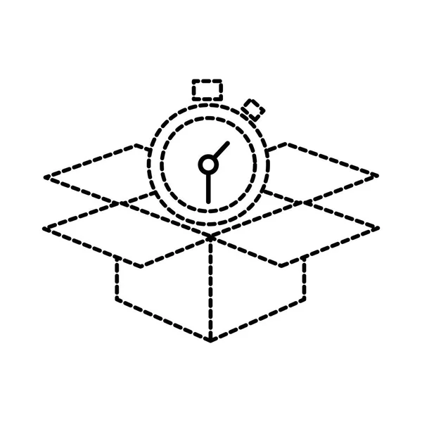 Tečkovanou čárou obrazce otevřít box balíček služeb s chronometrem — Stockový vektor