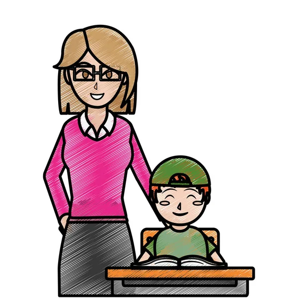 Αγόρι δασκάλου και βιβλίο σχεδιασμός — Διανυσματικό Αρχείο