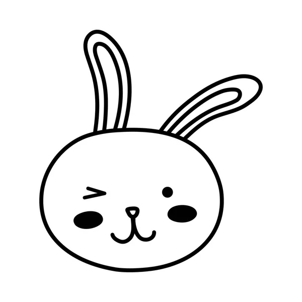 Línea divertida cabeza de conejo animal de dibujos animados — Vector de stock