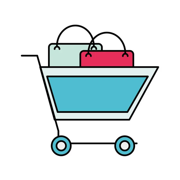 Shopping car with market buy bag — Stock Vector