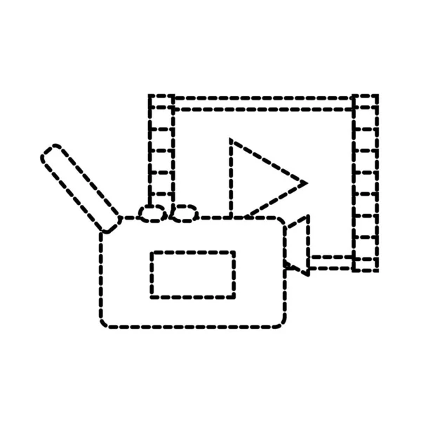 Tečkovaný tvar videokamery s přehrávat video — Stockový vektor