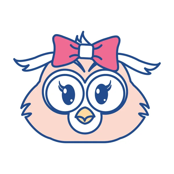 Line color female owl head cute animal — Stock Vector