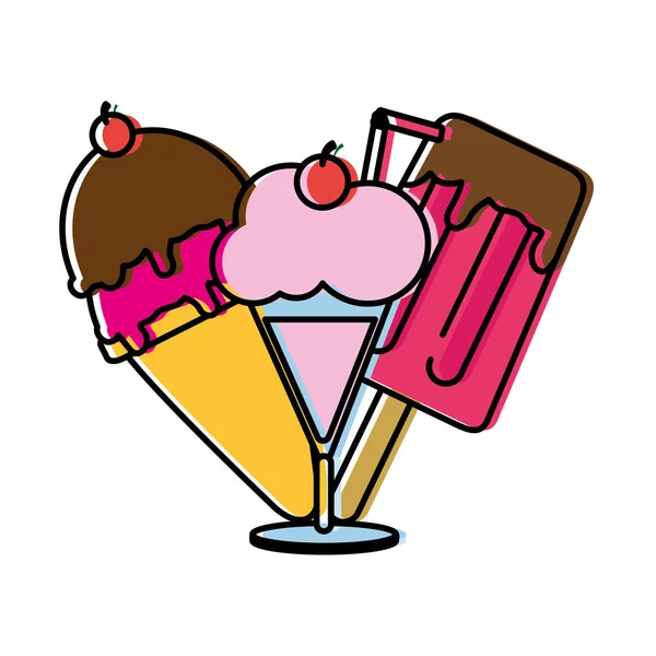 Ice Cream Sweet Dezert Jídlo Téma Izolované Design Vektorové Ilustrace — Stockový vektor