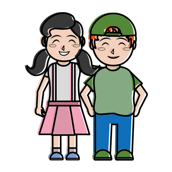 Chica y niño diseño de dibujos animados — Vector de stock