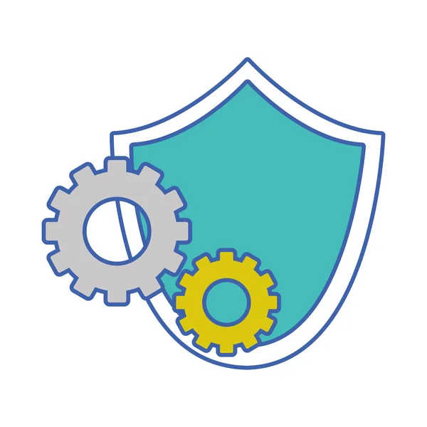 Shield security with gear process industry — Stock Vector