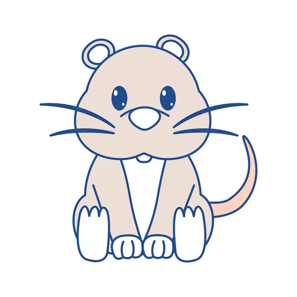 선 색 마우스 귀여운 야생 동물 캐릭터 — 스톡 벡터