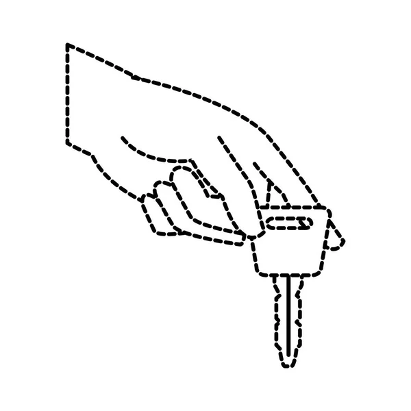 Kropkowane kształt dłoni z obiektu klucz zabezpieczeń samochodów — Wektor stockowy