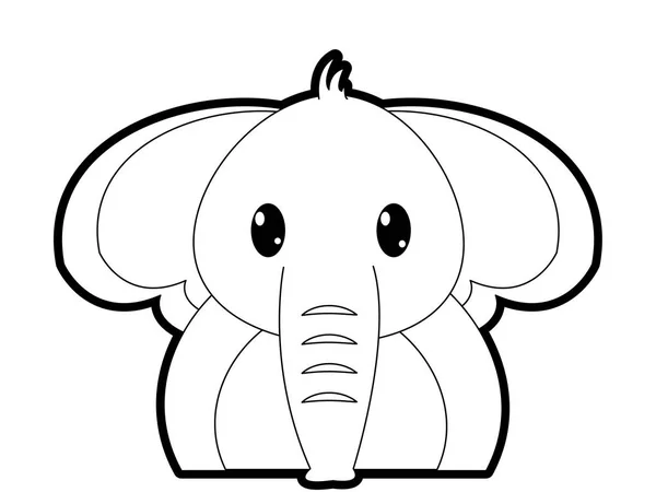 Contorno adorable elefante lindo animal carácter — Vector de stock