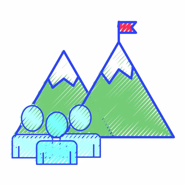 Bandeira no projeto da montanha — Vetor de Stock
