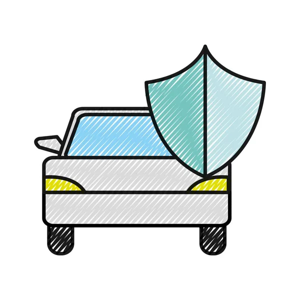 Τριμμένο αυτοκινήτων μεταφορών με σχεδιασμό στην ασπίδα ασφαλείας — Διανυσματικό Αρχείο
